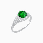 Antique Inspired Hexagonal Round Center Mounting Ring with Openwork - Shahin Jewelry